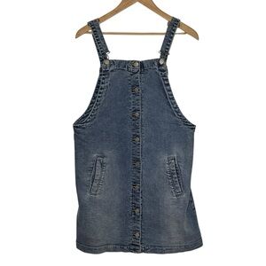 Celebrity Pink Women's Denim Button Front Blue Overall Jumper Dress 90s Y2K Sz M